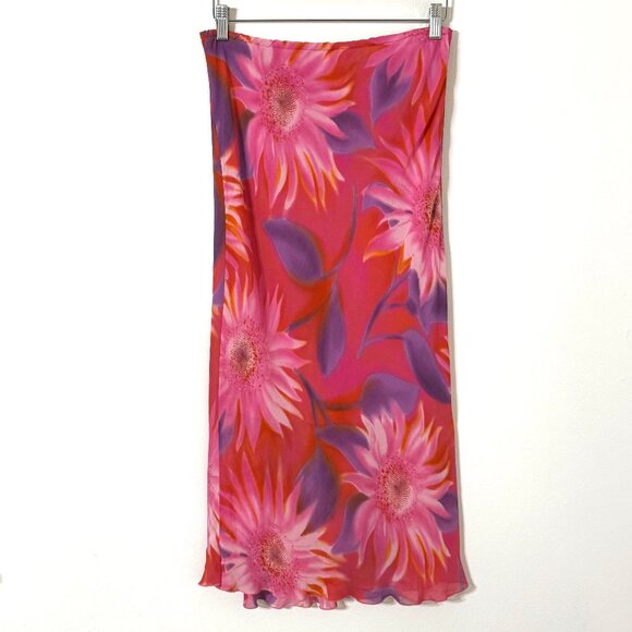 Cool Collection Dresses & Skirts - Vtg 90s Y2K Floral Chiffon Maxi Skirt Elastic Waist Whimsical Fairy Festival